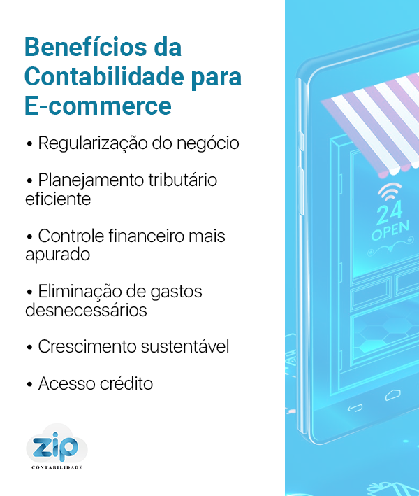 Um banner explicativo sobre os benefícios da contabilidadepara e-commerce